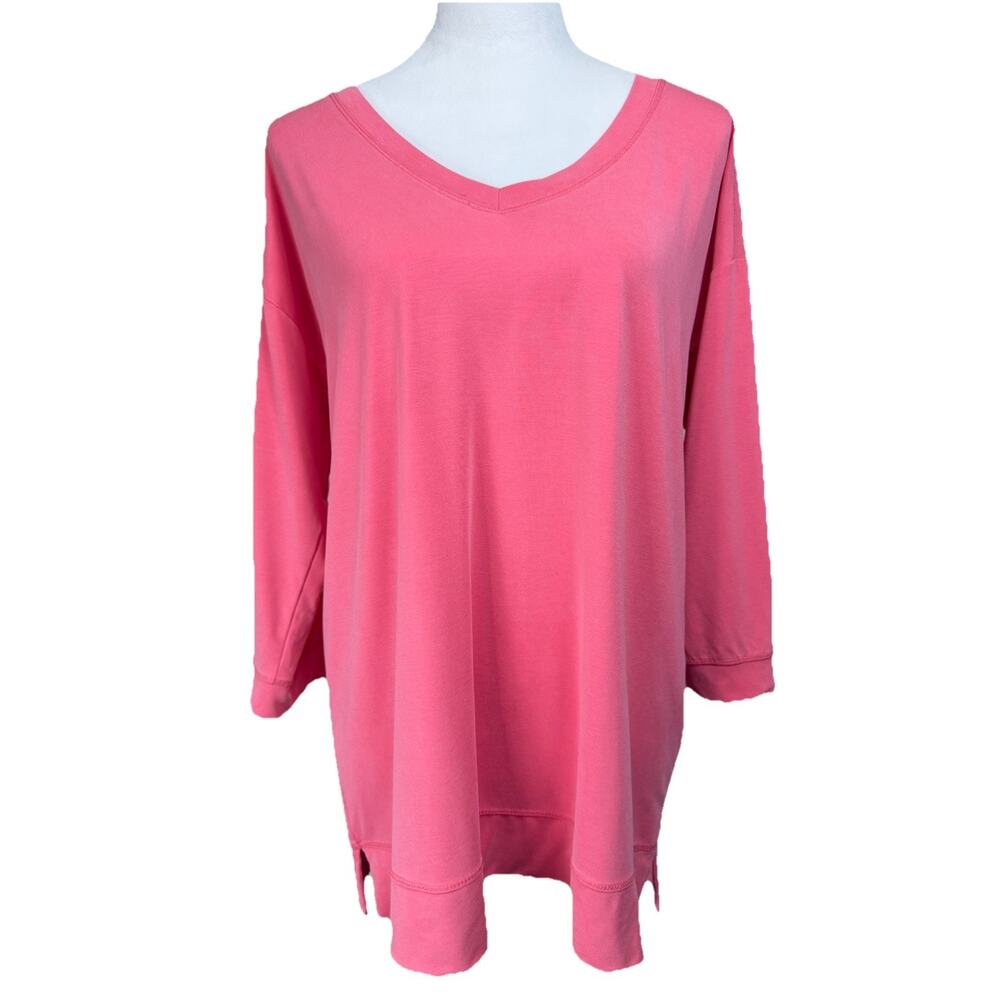 Chico's Zenergy Size 1 8/10 Tunic Top Spring Color 3/4 Sleeves Easter Casual